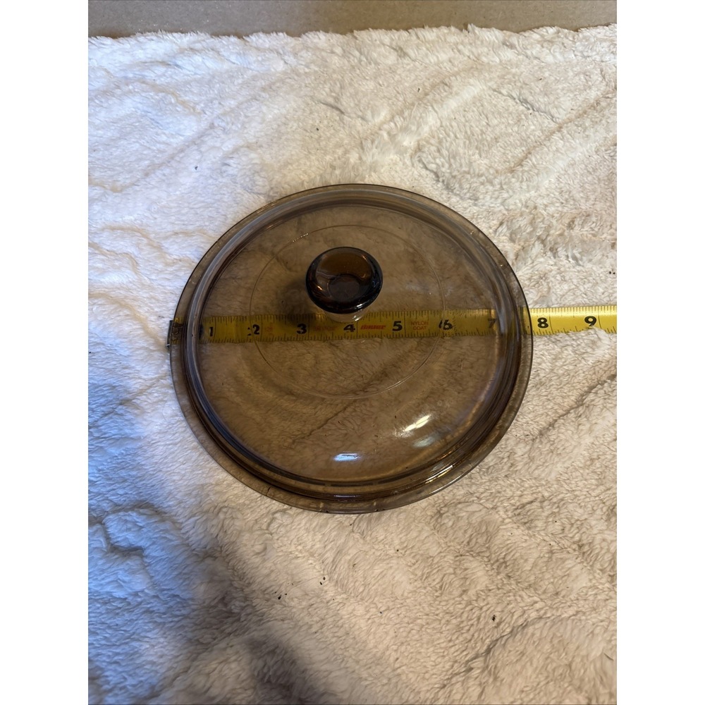 VTG CORNING USA BROWN GLASS LID 7 2/3"